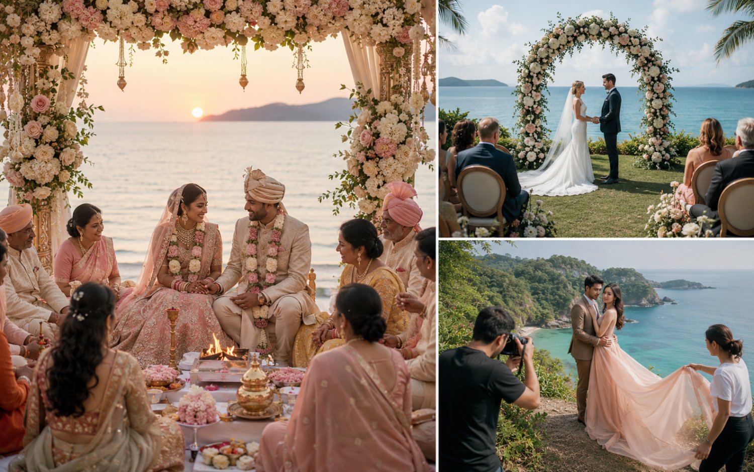 Destination wedding ceremony by the sea in Thailand